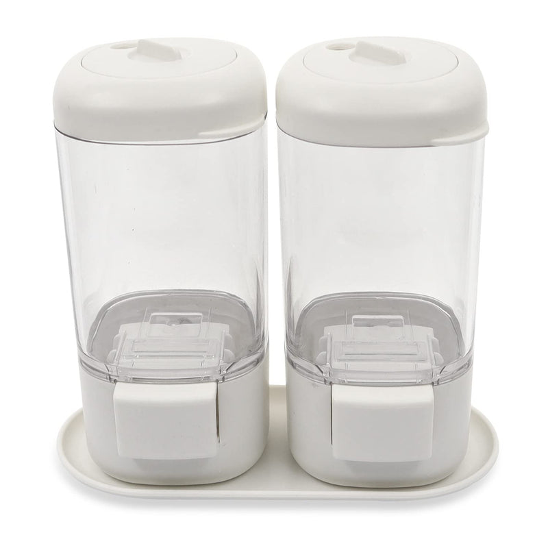 [Australia - AusPower] - 2 Pcs Multifunction Kitchen Seasoning Shakers, Spice Shakers Set, with Quantitative, Narrow, Wide Output, Seasoning Containers, for Storing Sugar, Salt, Pepper (White) White 