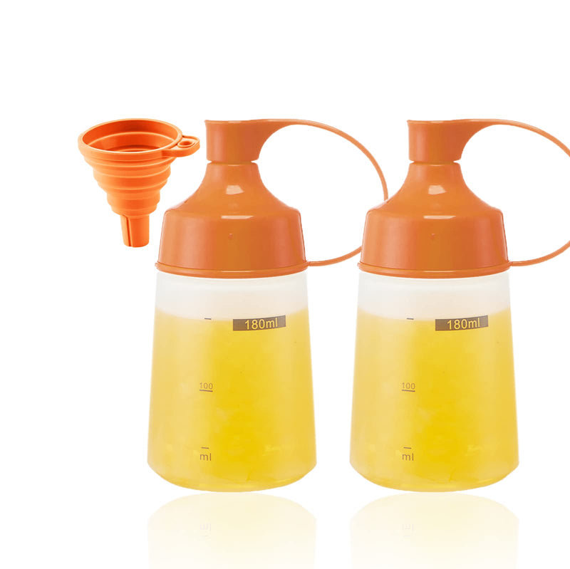 [Australia - AusPower] - TOCKONIMN Condiment Squeeze Squirt Bottles for Sauces Plastic - (2pcs, 6oz) Ketchup Bottles with Top for Paint Cooking Liquids Sauce Dispenser Kitchen Food Bbq Pancake Drizzle Mustard Icing Clear 2 pcs 6 oz Big Mouth,Orange 