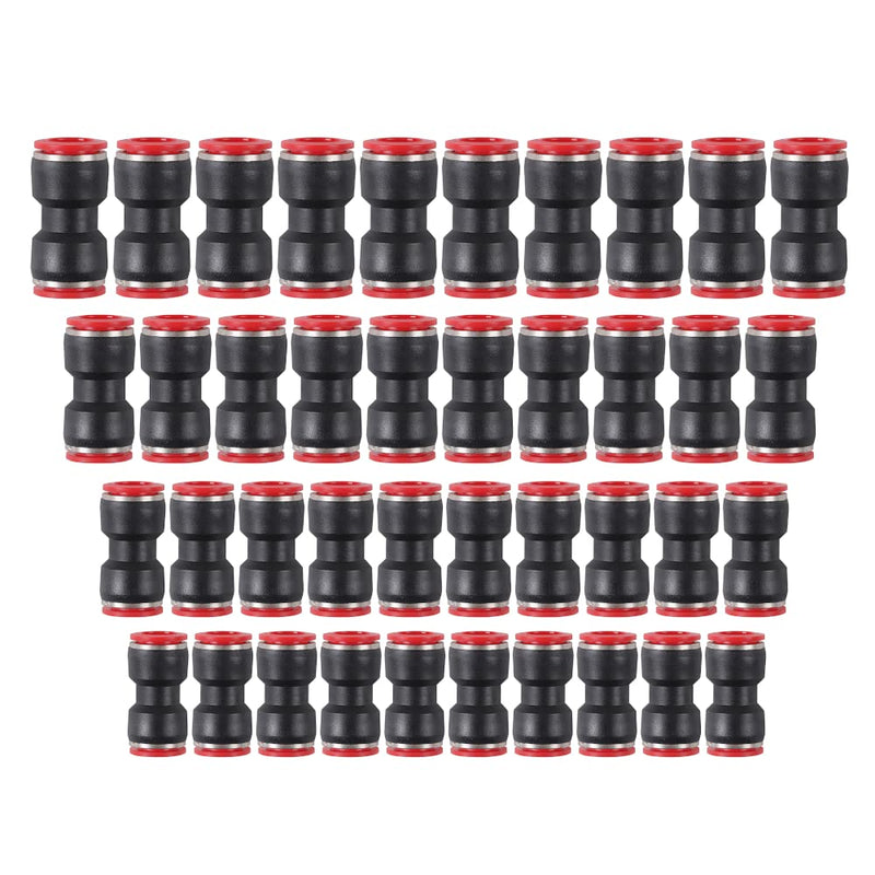 [Australia - AusPower] - Straight Push Connectors, 6/8/10/12 mm Quick Release Red Plastic Push to Connect Fittings Kit, 40 Pcs Air Line Fittings for 1/4 5/16 3/8 1/2 Tube 