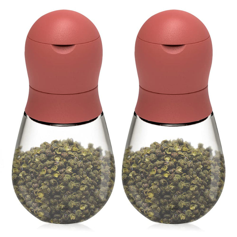 [Australia - AusPower] - Bowling Ball Shape Salt and Pepper Grinder Set of 2, Salt and Pepper Mill with Adjustable Coarseness, Refillable Mill Shakers (Red) Red 