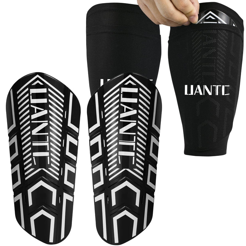 [Australia - AusPower] - Uantc Shin Guards - Soccer Shin Guards Cushion Protection Reduce Shocks and Injuries - Calf Protective Gear Shin Guards for Kids/Adult - Shin Guards Soccer Youth for Boys/Girls Black Small 