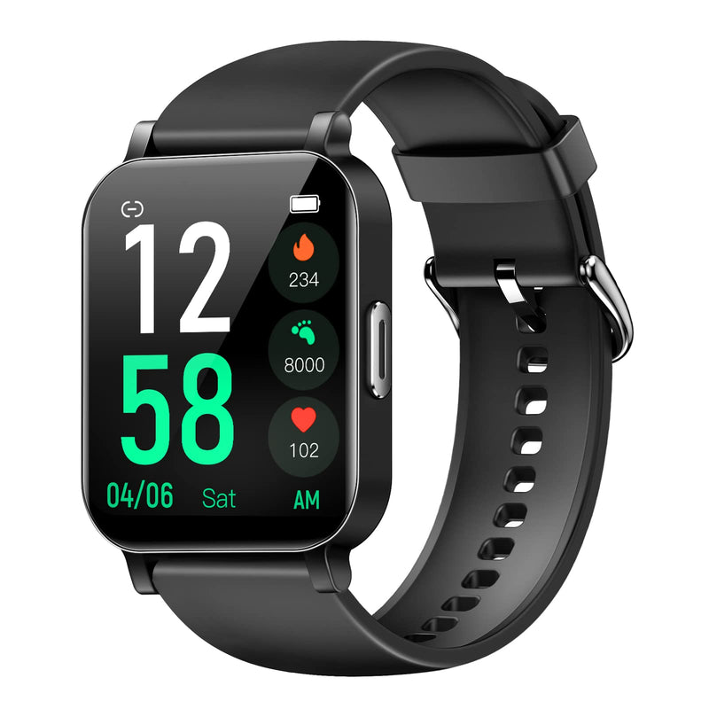 [Australia - AusPower] - Eurans Smart Watch, Full Touchscreen Smartwatch, Fitness Tracker with Heart Rate Monitor & SpO2, IP68 Waterproof Pedometer Watch for Women Men Compatible with iOS & Android Phones Black 