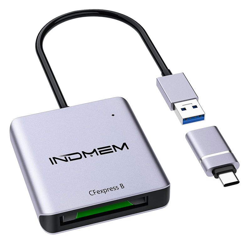 [Australia - AusPower] - INDMEM CFexpress Card Reader,USB C 3.1 Gen 2 Type C to CFexpress B Reader, CFexpress B Memory Card Adapter up to 10Gbps, Support Android/Windows/Mac OS/Linux USB 3.1 CFexpress 