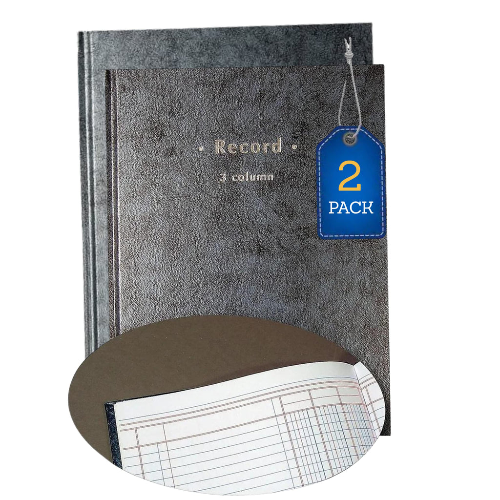 [Australia - AusPower] - 1InTheOffice 3 Column Ledger Book, Book Keeping Record Book, Accounting Ledger Book, 7.25 x 9.5-inch, Blue Marble, 2 Pack 