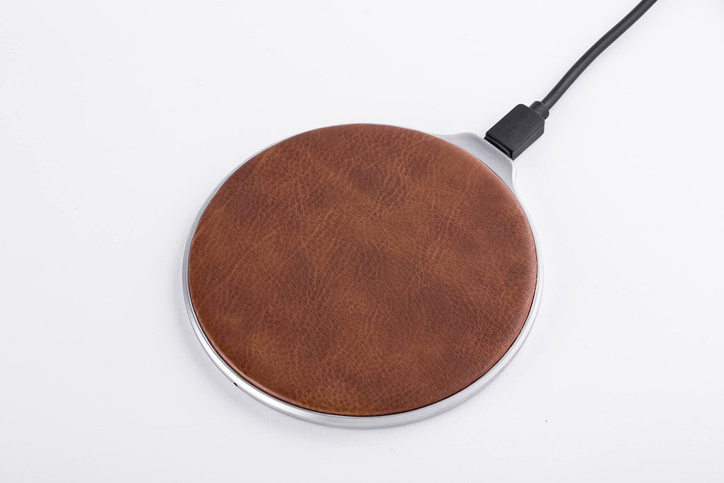 [Australia - AusPower] - MESA Qi Certified Wireless Charger - Brown Leather 