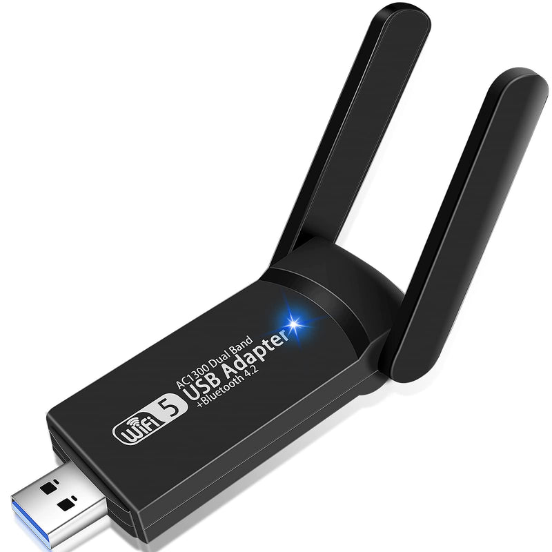 [Australia - AusPower] - USB WiFi Bluetooth Adapter, 1300Mbps Dual Band 2.4/5Ghz Wireless Network External Receiver, Mini WiFi Dongle for PC/Laptop/Desktop 