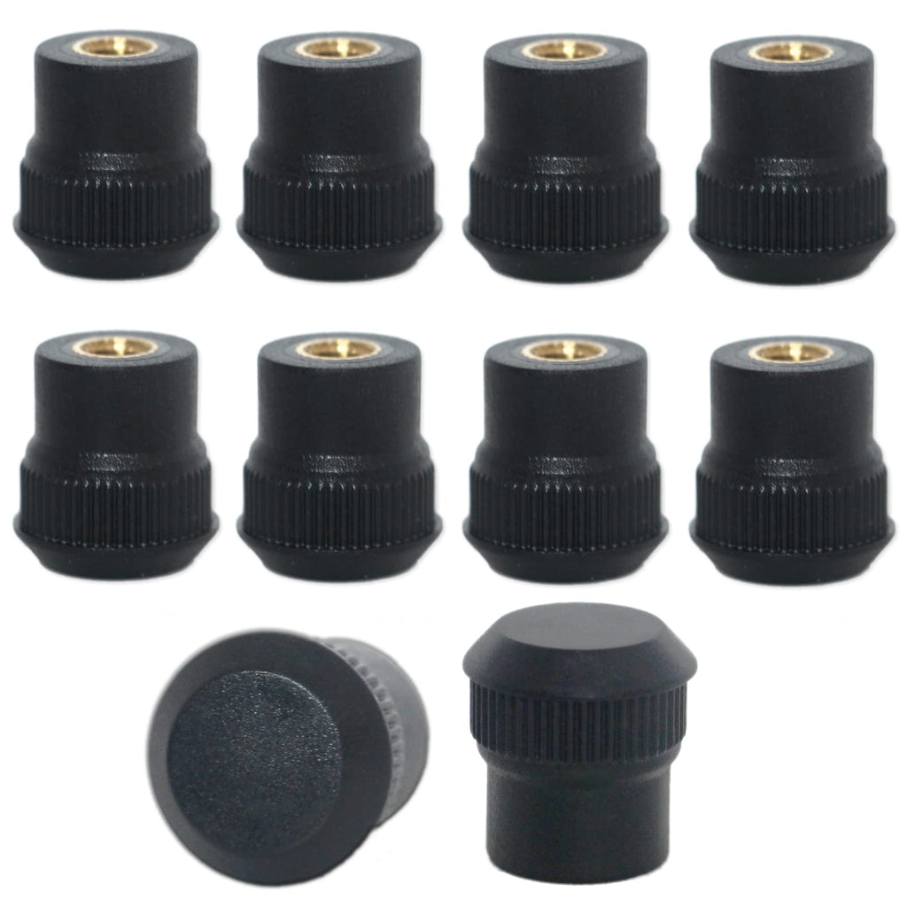 [Australia - AusPower] - M5 Round Shaped Hand Knobs Knurled Clamping Handle Nut Male Screw-On Type Thread Metal Black Plastic Handle Female Knob with Threaded Insert for Mechanical Equipment, Furniture Decoration 10 Pcs M5 