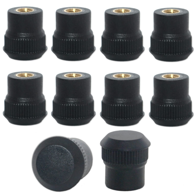 [Australia - AusPower] - M5 Round Shaped Hand Knobs Knurled Clamping Handle Nut Male Screw-On Type Thread Metal Black Plastic Handle Female Knob with Threaded Insert for Mechanical Equipment, Furniture Decoration 10 Pcs M5 