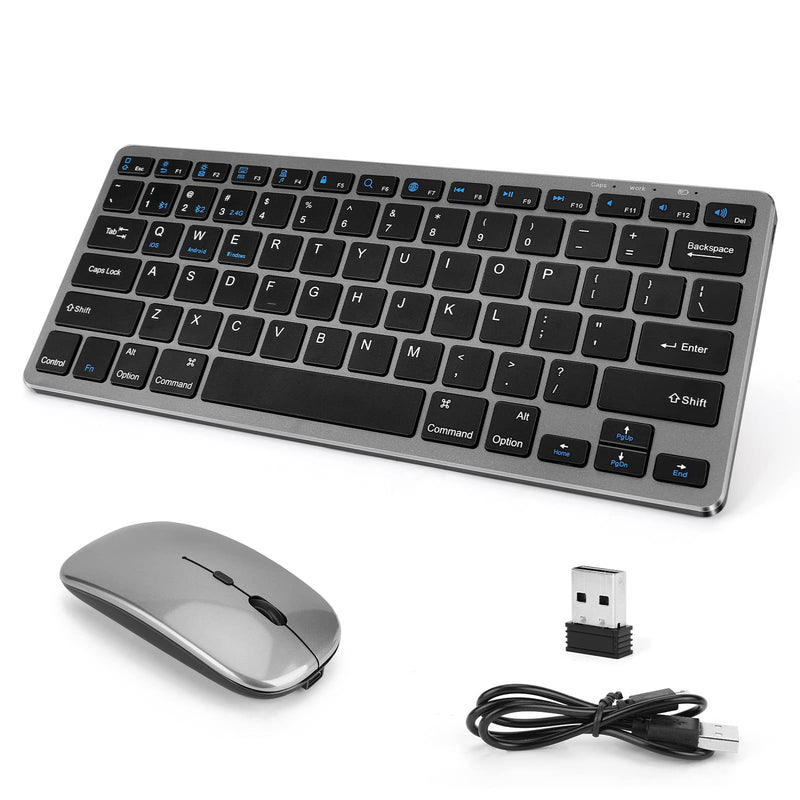 [Australia - AusPower] - Wireless Keyboard and Mouse Combo Laelr Ultra-Slim Bluetooth Keyboard and Mouse Set Multi-Device Rechargeable Wireless Keyboard Mouse (Bluetooth 5.0+3.0+2.4G) for iPad iPhone Windows PC Laptop Tablet Black(Short Type) 