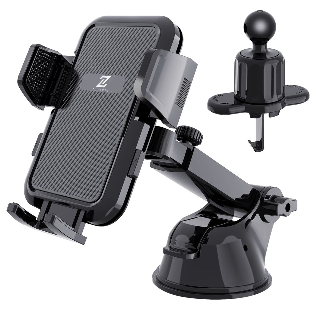 [Australia - AusPower] - Phone Mount for Car, Strong Suction Phone Holder for Dashboard, Windshield & Vent, Adjustable Hands Free Cell Phone Holder Car, Car Phone Mount for 4”-7” Phones-iPhone, Samsung & LG, Easy to Install With Suction Cup 