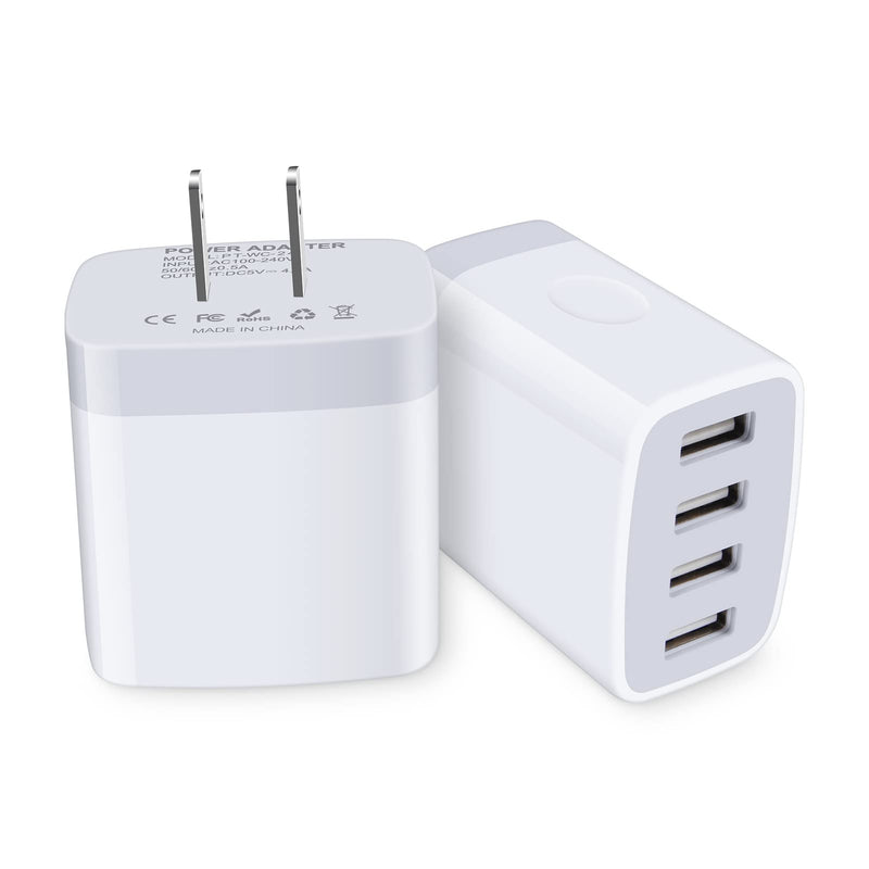 [Australia - AusPower] - USB Wall Charger, 4.8A Multi Port Fast Charging Plug USB Cube 2Pack Charger Box Power Adapter Compatible iPhone 13 Pro Max/SE/12/11/XS/8,Samsung S22/S21 FE/S20/S10e/A13 5G/A52,Note 21Ultra,Pixel 6 Pro white 