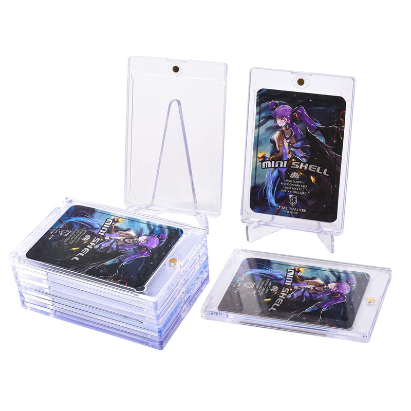 [Australia - AusPower] - Tpoael 35 PT Strong Magnetic Cards Sleeves 6 Card Brick + 1 Display Stand Clear Soft Pro Card Holder Fit Standard Trading Cards, Sports Cards,Baseball Card Cases Sports Card Collectibles, White Blue 