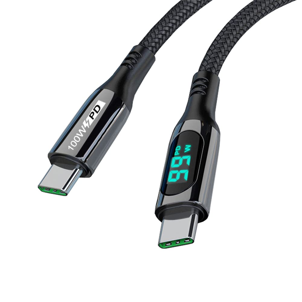 [Australia - AusPower] - CHIPOFY USB C Cable, LED Power Display E-Marker PD 100W 5A Fast Charging 6.6ft 480Mbps Data Transmission Type C Cable for MacBook Pro, Samsung Galaxy, iPad and More (6.6) 6.6 Feet 