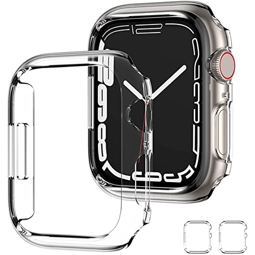 [Australia - AusPower] - [2 Pack] Apple Watch Series 7 Screen Protector Case, Soft Slim TPU All Around Protective, Anti-Scratch & Shockproof Bumper Cover Case for Apple Watch Series 7 Accessories,Clear+Clear 41mm 