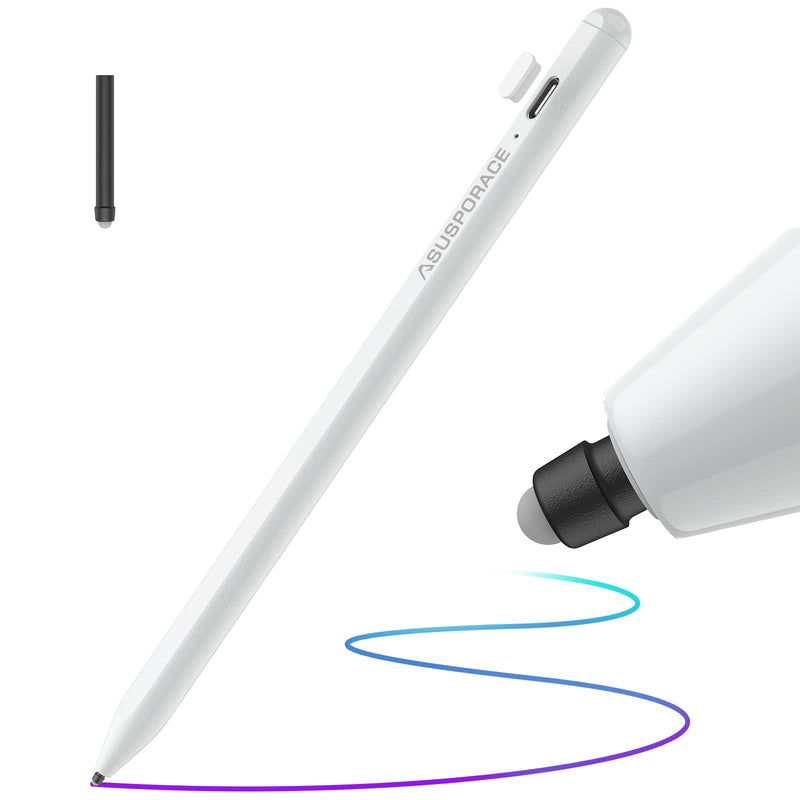 [Australia - AusPower] - Hard Silicone Nib Writing Stylus for iPad, Active iPad Pencil with Non-Slip, Soft and Silent Writing Feel, Palm Rejection Stylus for iPad Pro, iPad 9/8/7/6th, iPad Air 4th/3rd, iPad Mini 6/5th 