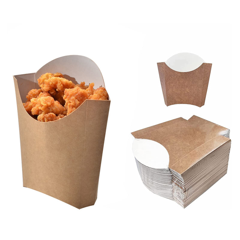 [Australia - AusPower] - UgyDuky 50 Pack Kraft Brown French Fry Box Holders Cups Disposable Snack Containers Disposable Take-out Party Baking Supplies Kraft Paper Cups Holder for Baking Cakes Egg Waffle French Fries Chips Ice Cream Snacks 