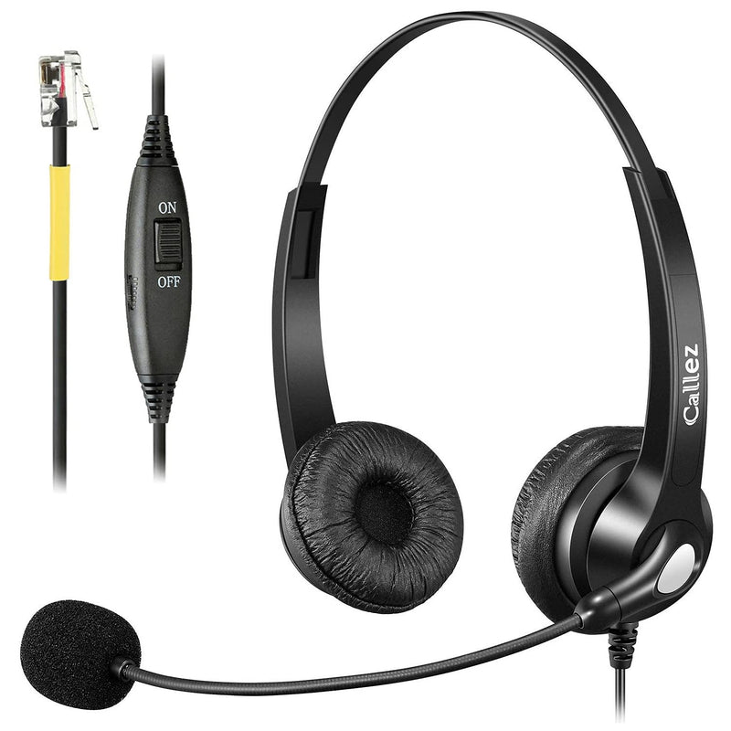 [Australia - AusPower] - RJ9 Phone Headset with Microphone Noise Cancelling and Volume Control, Callez Telephone Headset Compatible with Yealink T46S T42S T48S T41S T27G T29G T21P Avaya 9611 9608 Grandstream GXP2170 1620 2135 Black 