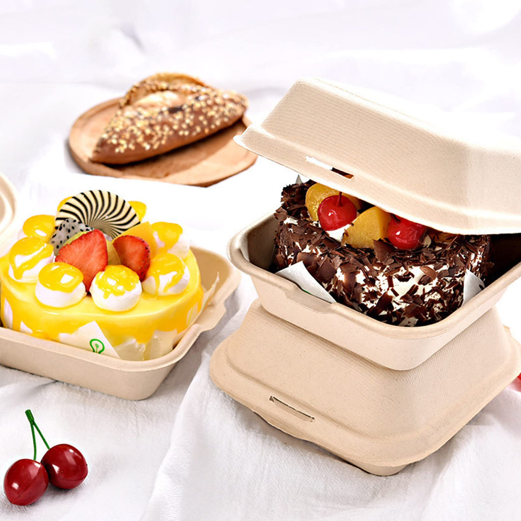 [Australia - AusPower] - UgyDuky 50 Pack Biodegradable Take Out Food Containers Hamburger Boxes with Lids Disposable to go Clamshell Food Containers for Salads Fruit Hamburgers Sandwiches Cupcake for Parties, Restaurants and Food Trucks 