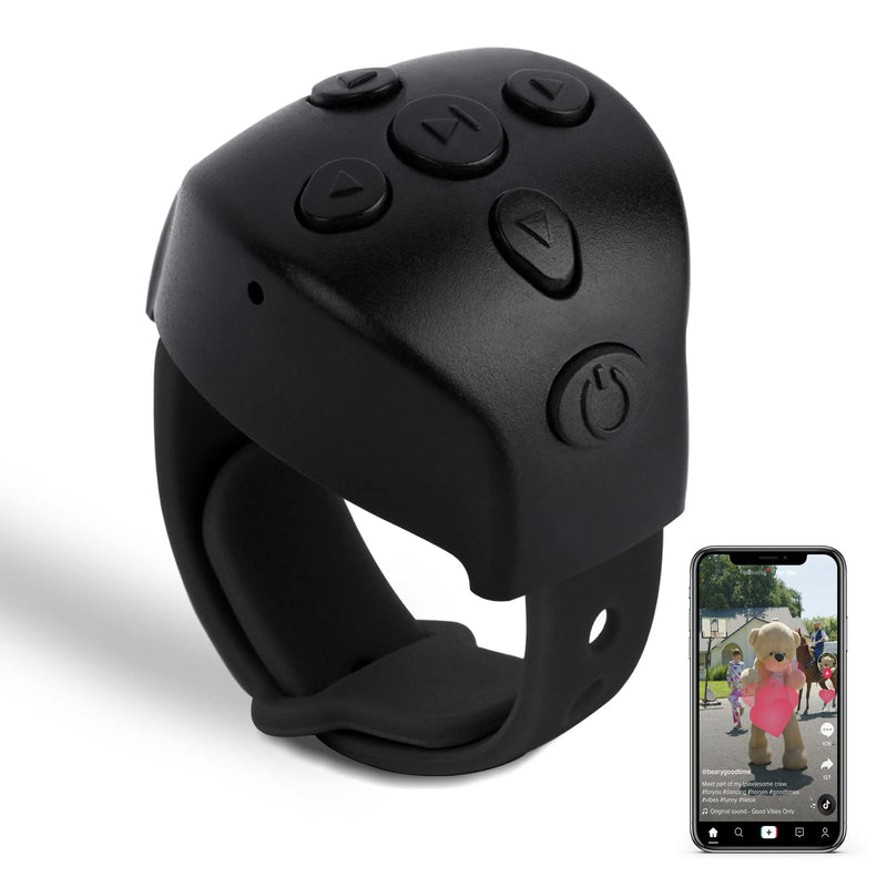 [Australia - AusPower] - Smart Ring Controller, Yamiix Waterproof Phone Ring Accessories for E-Books, TIK Tok, YouTube Video, Give a Like, Remote Photographing, Up and Down Page, Compatible with Android, iOS, iPad, iPhone Black 