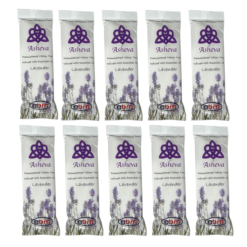 [Australia - AusPower] - Asheva - 8" x 9" Individually Wrapped Moist Cotton Hot/Cold Refreshment Towel (Lavender, 10 Pack) 