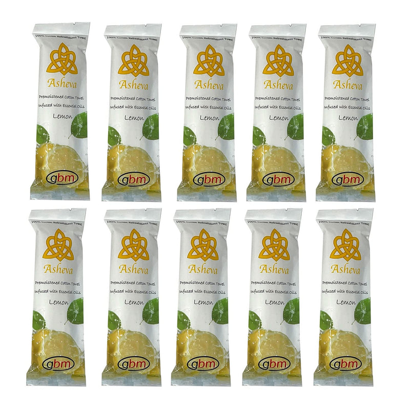 [Australia - AusPower] - Asheva - 8" x 9" Individually Wrapped Moist Cotton Hot/Cold Refreshment Towel (Lemon, 10 Pack) 