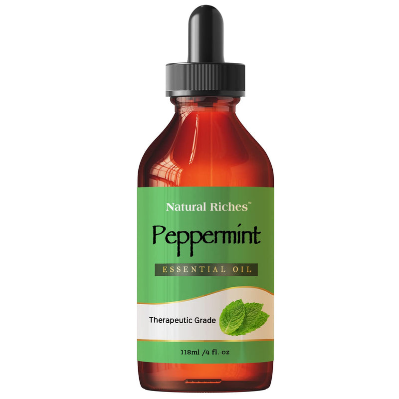 [Australia - AusPower] - Natural Riches Pure Peppermint, Essential Oil, Aromatherapy Diffuser Therapeutic Grade Mentha Arvensis - Cooling Smell Fresh Mint Oil & Menthol 4 fl oz. 