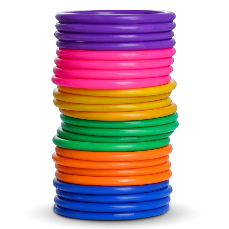 [Australia - AusPower] - Topbuti 24 Pcs Multicolor Plastic Toss Rings Kids Ring Toss Game Carnival Rings for Speed and Agility Practice Games, Garden Backyard Outdoor Games, Bridal Shower Game, Game Booth （3.1 Inch） 