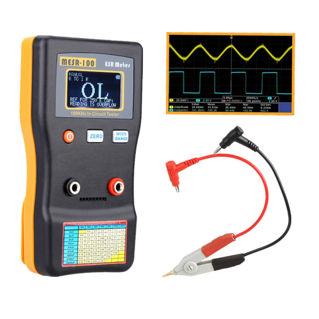 [Australia - AusPower] - MESR-100 Capacitor Tester,Geevorks Circuit Tester Ohm Meter with SMD Test Clip,Auto-Ranging Capacitor for Measuring Capacitance Resistance Circuit 