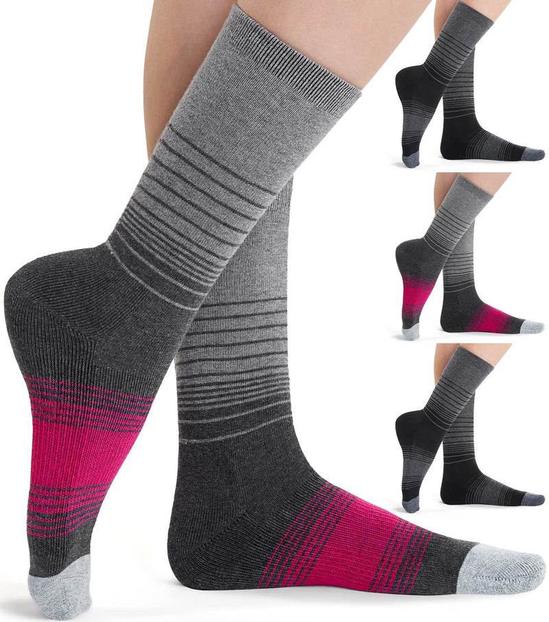 [Australia - AusPower] - Fitrell 4 Pack Women's Merino Wool Hiking Socks Cushioned Warm Winter Thermal Walking Crew Boot Socks Black*2 + Rose Red*2 Small 