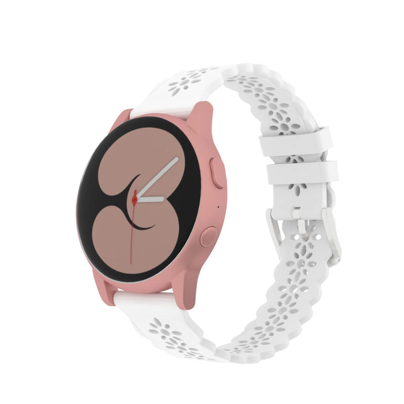 [Australia - AusPower] - Ginkgonut Lace Silicone Band 20mm Compatible with Samsung Galaxy Watch 4 40mm 44mm/Watch 3 41mm/Active 2 Watch Bands 40mm 44mm/Watch 4 Classic 42mm 46mm,Slim Bands Soft Smartwatch Strap for Women White 