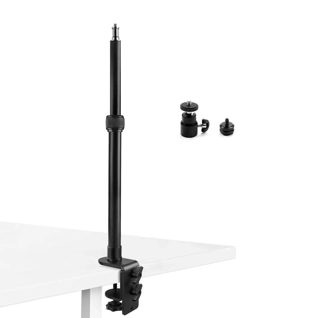 [Australia - AusPower] - Tinpops Camera Desk Mount Stand, 12.4-20.8'' Adjustable Desktop C-Clamp Mounting Stand, Aluminum Tabletop Light Stand with 1/4'' Screw Tip for DSLR Camera, Photography Video Light, Live Streaming 12.4-20.8 Inch 