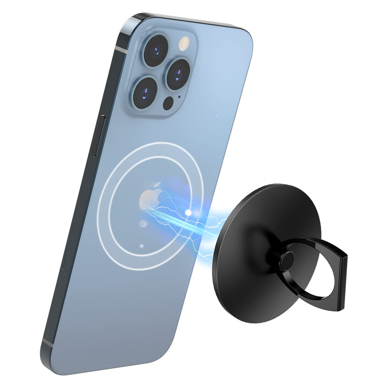 [Australia - AusPower] - enGMOLPHY Mag Safe Ring Holder Compatible with iPhone 12/13 Series Mag-Safe Accessories【Wireless Charging Compatible】, Removable Mag Safe Phone Ring Holder with 360° Rotation Black 