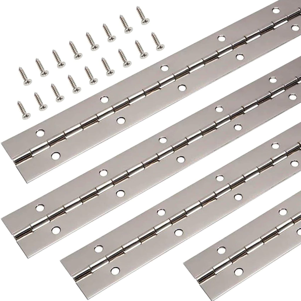 [Australia - AusPower] - 4PCS 12 Inch Piano Hinge Stainless Steel Continuous & Piano Hinge Heavy Duty Piano Hinges, 0.04" Leaf Thickness, 0.5" Knuckle Length, Screw Included 