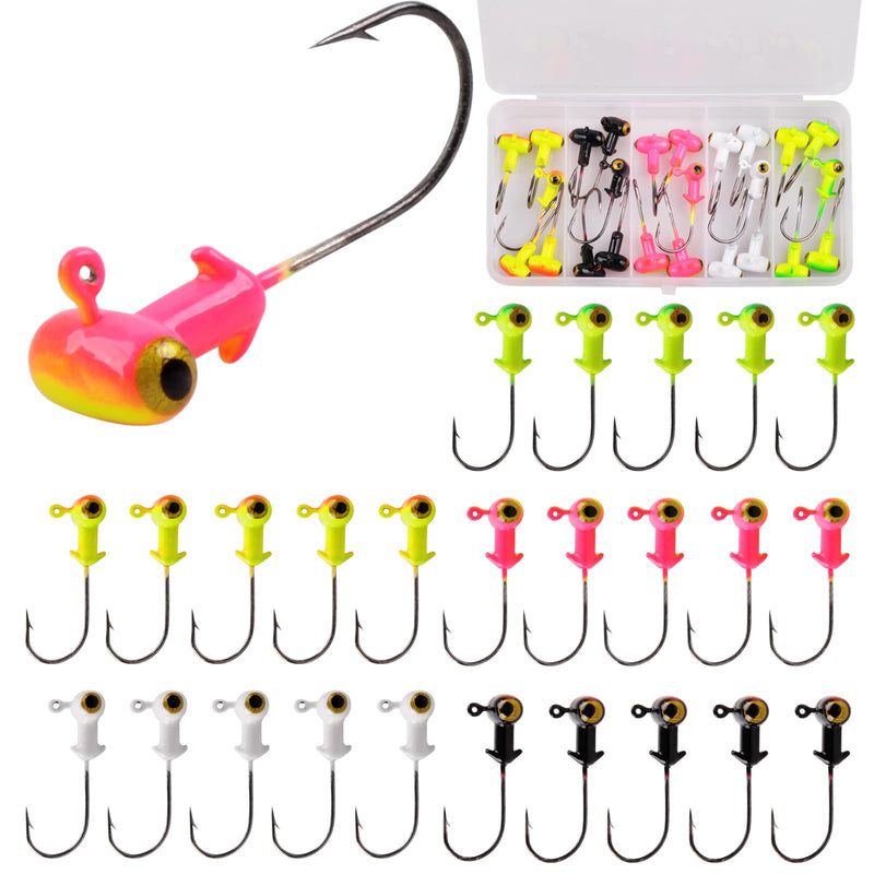 [Australia - AusPower] - Fishing Jig Heads Fishing Hooks Football Jig Heads Kit Fishing Accessories for Bass Crappie Trout Walleye Panfish 1/8oz 3/16oz 1/4oz 1/4oz - 25pcs 