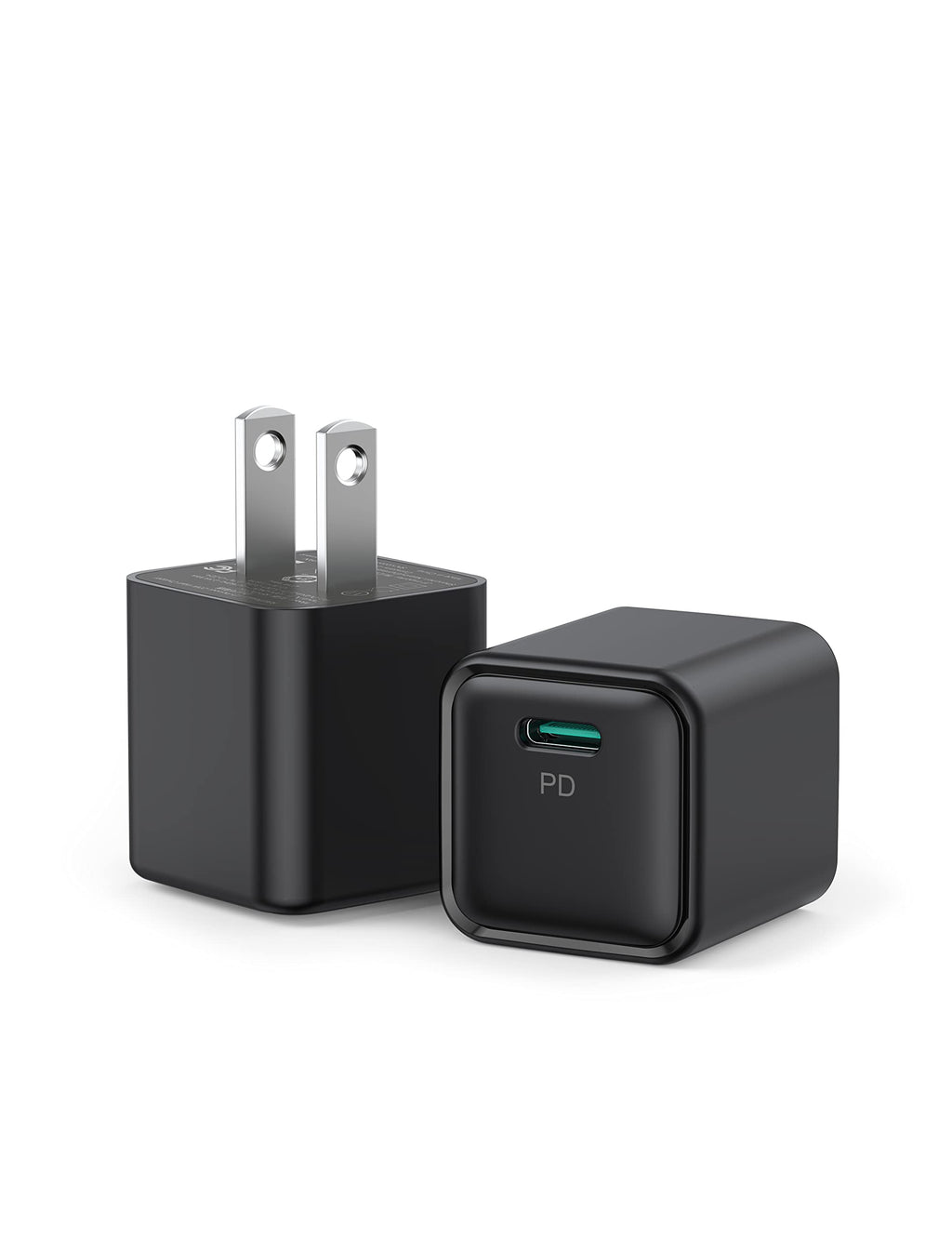 [Australia - AusPower] - USB C Charger Block 2-Pack 20W Type C Wall Charging Adapter, PD 3.0 Durable Compatible with iPhone 13 Pro Max Mini 12 11 Samsung Galaxy S20 Pixel Switch AirPods LG Black 