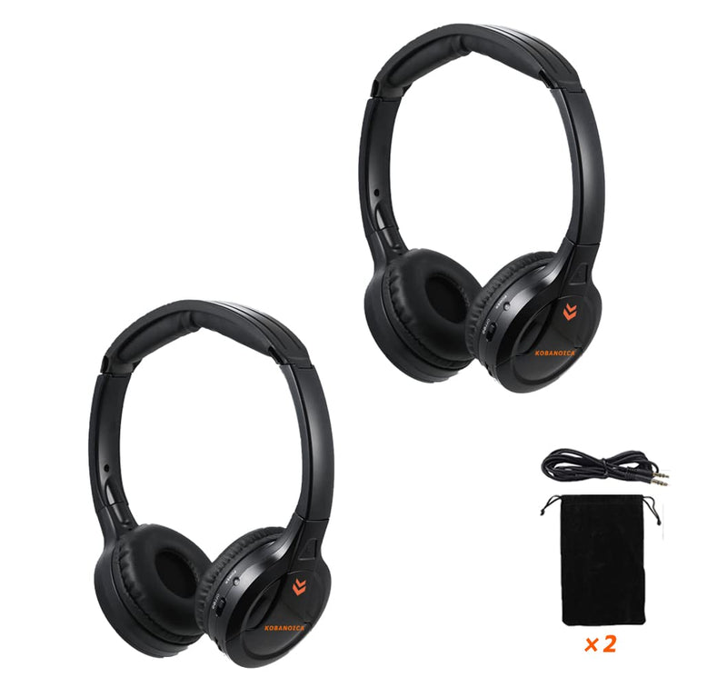 [Australia - AusPower] - Infrared Headphones for Car DVD Kids,Universal 2 Channel IR Headphones, On-Ear Car Headphones Wireless (2 Pack) 