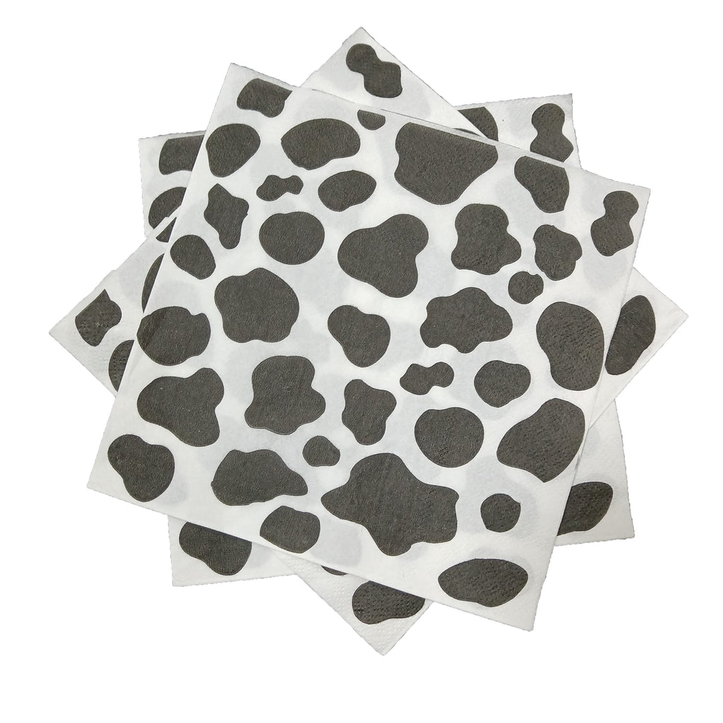 [Australia - AusPower] - Paper Napkins Fobeone Cow Print Disposable Napkins for Animals Farm Birthday Party Baby Shower Party Supplies Decorations（2-ply, 6.5X6.5 in, 20 Count) 