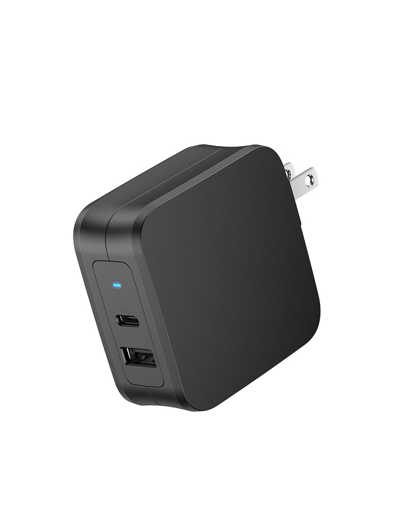 [Australia - AusPower] - USB C Wall Charger 61W PD 3.0, Fast Charging Type C Foldable Adapter with 2 Ports Portable Charger Compatible for USB-C Laptops Mac Book Pro Tablets iPhone 13 Pro Max Mini 12 Pro Max Galaxy S21 Black 