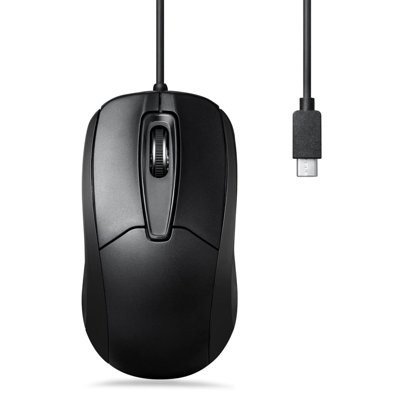 [Australia - AusPower] - Perixx PERIMICE-209C USB Type C Wired Optical Mouse - 5.9 Ft Cable - 1000 DPI - Black, (11994) 