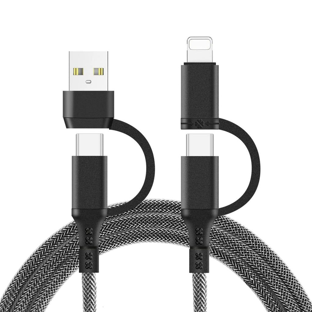 [Australia - AusPower] - 60W USB C to Multi Charging Cable, 4 in 1 Nylon Braided PD & QC 3A Fast Charging Cord USB-A/C to Type C/L-Phone Connectors Universal Sync Charger Adapter Compatible with Laptop/Tablet/Phone (6FT) 1.8 Meters 