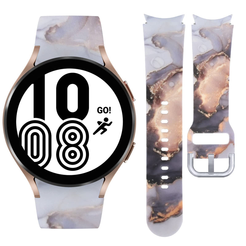 [Australia - AusPower] - Vozehui Band Compatible with Cow Marble Samsung Galaxy Watch 4 40mm 44mm,20mm Cute Cow Print Marble Pattern Soft Sports Band for Galaxy Watch4 Classic 46mm/Classic 42mm, Galaxy 4 40mm/44mm Women Men Black marble 