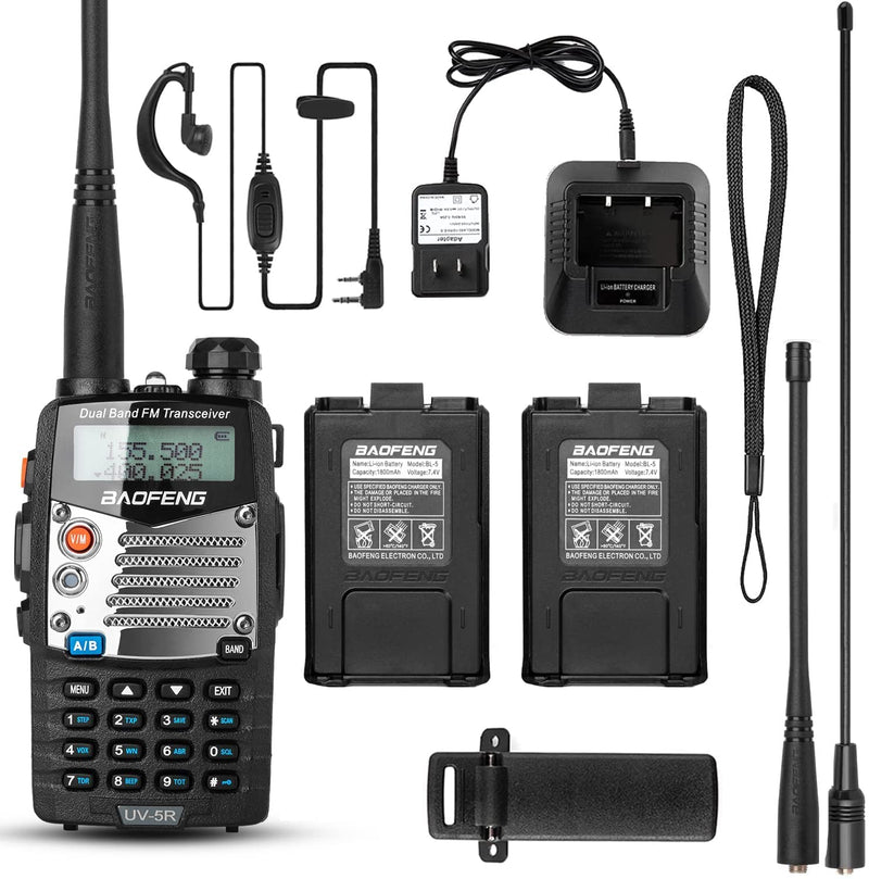 [Australia - AusPower] - BAOFENG UV-5R Pro Ham Radio with 2 Rechargeable Batteries, Dual Band Two-Way Radio Handheld Walkie Talkie Long Range with Earpiece and Mic, RH-771 High Gain Antenna 
