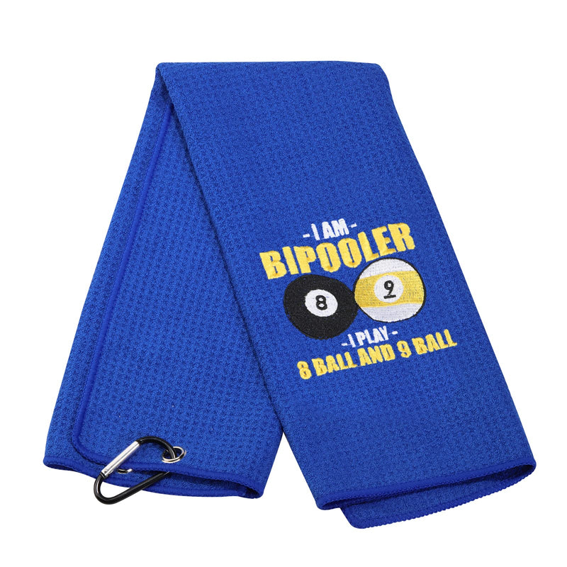 [Australia - AusPower] - MEIKIUP Billiards Billiard Cue Towel 8-Ball Pool Cue Clean Towel Billiard Pool Player Gift Embroidered Billiards Towel I Am A Bipooler I Play 8 Ball and 9 Ball (Play 8 Ball and 9 Ball) 