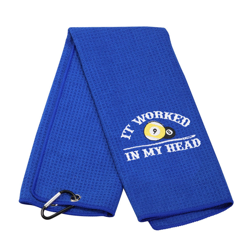 [Australia - AusPower] - MEIKIUP Billiards Billiard Cue Towel 8-Ball Pool Cue Clean Towel Billiard Pool Player Gift Embroidered Billiards Towel It Worked in My Head (Worked in My Head) 