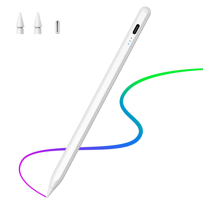 [Australia - AusPower] - Stylus Pen for iPad with Palm Rejection,Active Digital Stylus Pen Compatible with 2018 and Later Model Apple iPad 6th/7th/8th Gen,iPad Pro 3/4/iPad Mini 5th Gen,iPad Air 3rd/4th Gen-White White-715A 