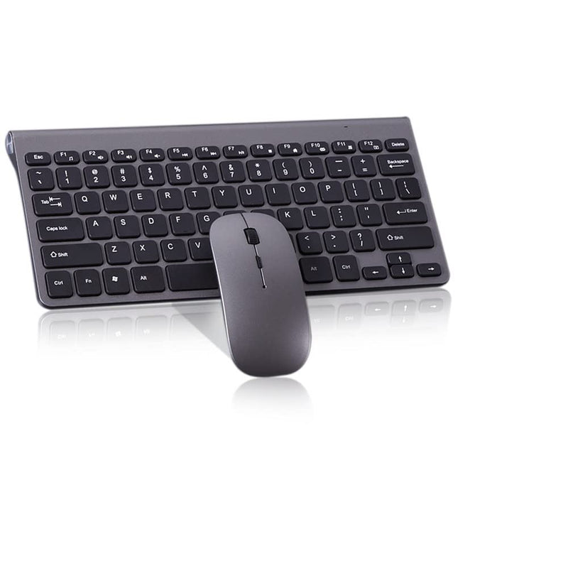 [Australia - AusPower] - Wireless Keyboard and Mouse Combo, Compact Quiet Wireless Keyboard and Mouse Set 2.4G Ultra-Thin Sleek Design for Windows, Computer, Desktop, PC, Notebook, Laptop (Black+Grey) GHKM03 
