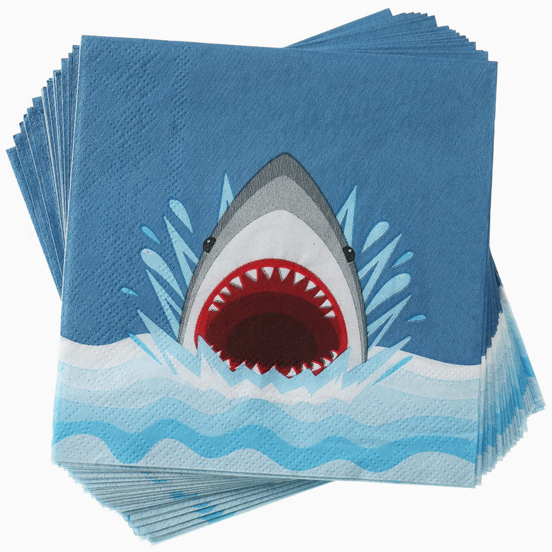 [Australia - AusPower] - 20 Pcs Shark Napkins Ocean Paper Napkins Shark Paper Napkins Shark Party Napkins Disposable Cocktail Beverage Napkins for Birthday Party Supplies 