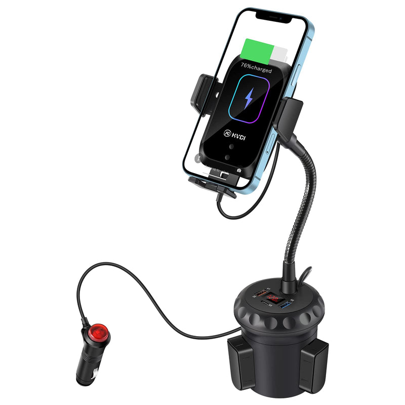 [Australia - AusPower] - DACK 15W Wireless Car Charger Cup Holder Mount, 3 Ports QC3.0 Fast Charging 36W Car Charger with Auto-Clamping Qi Wireless Charger for iPhone 13/13 Pro Max/12/11/X/8, Samsung S21/S20/S10/S9 Note 20 