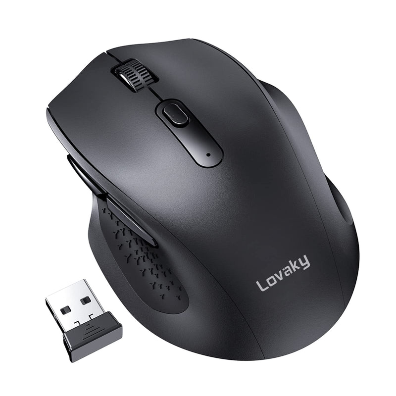 [Australia - AusPower] - Laptop Mouse Wireless, Lovaky Wireless Mouse Tri-Mode(2.4G+Dual BT3.0/5.0), Cordless Computer Mouse Mice 5 Adjustable DPI (Max 3200), 7 Buttons for Laptop/Mac OS/PC/Windows/Android/iPad 