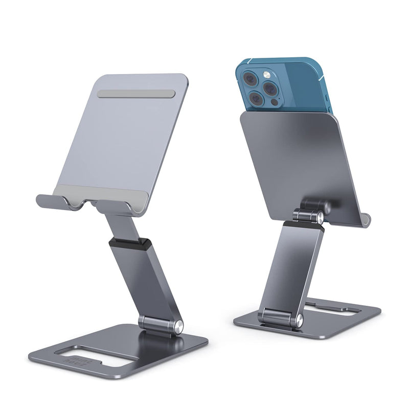 [Australia - AusPower] - Minthouz Aluminum Cell Phone Stand, Extendable&Foldable Phone Holder for Desk, Multi-Angle/Height Adjustable Phone Stand Compatible with iPhone 13 Pro Max Mini 12 11 and More 4.7"-7.9" Smart Phones 